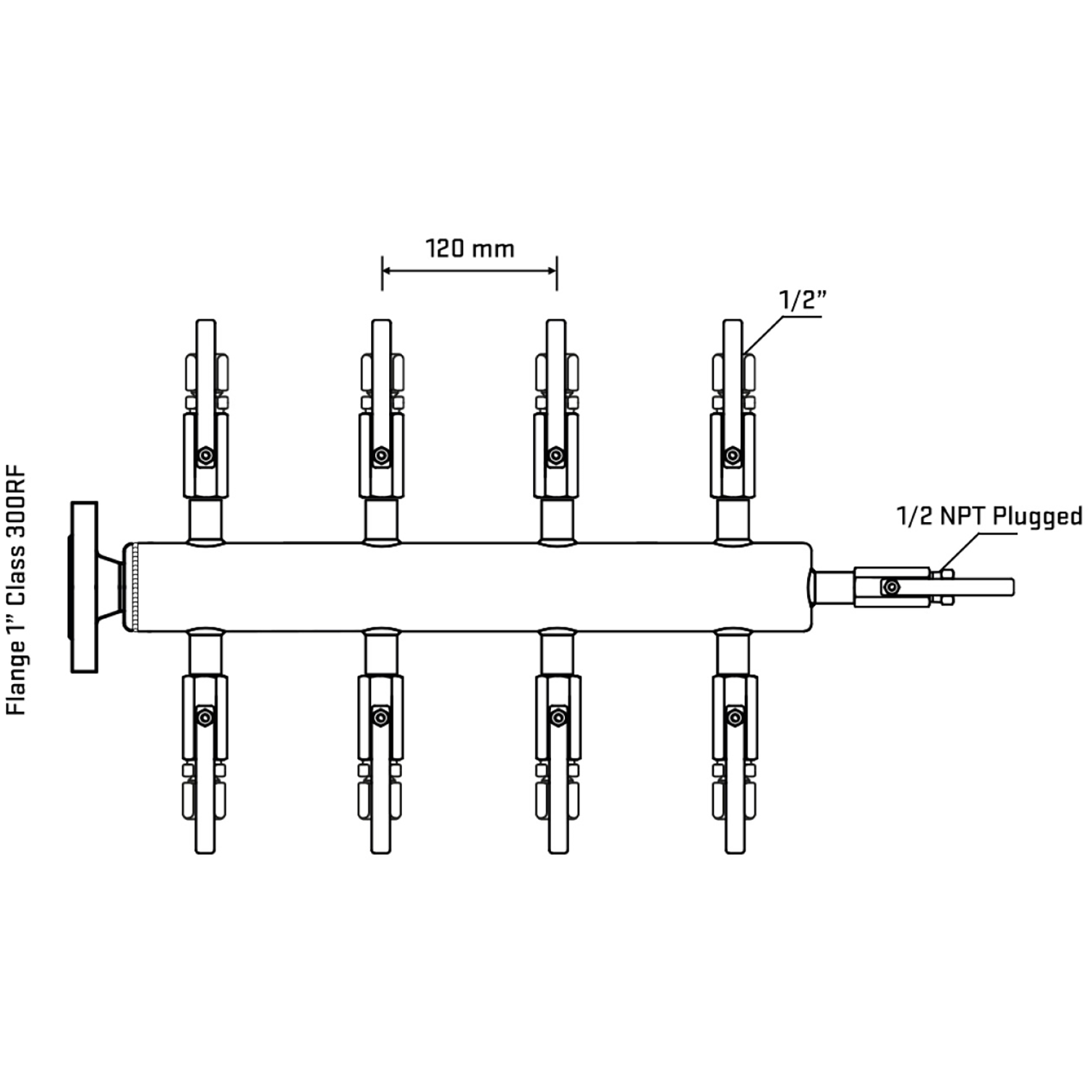 M508B120210 Manifolds Stainless Steel Double Sided