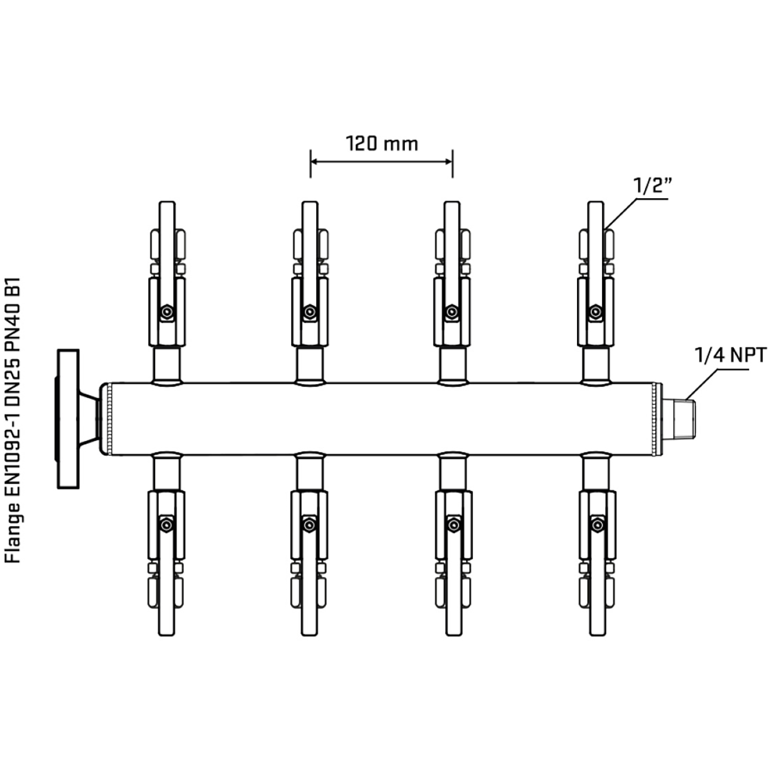 M508B120340 Manifolds Stainless Steel Double Sided