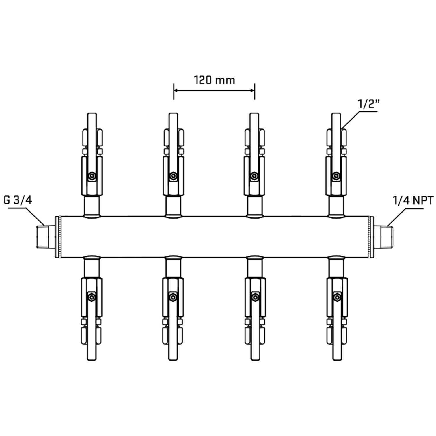 M508B120440 Manifolds Stainless Steel Double Sided