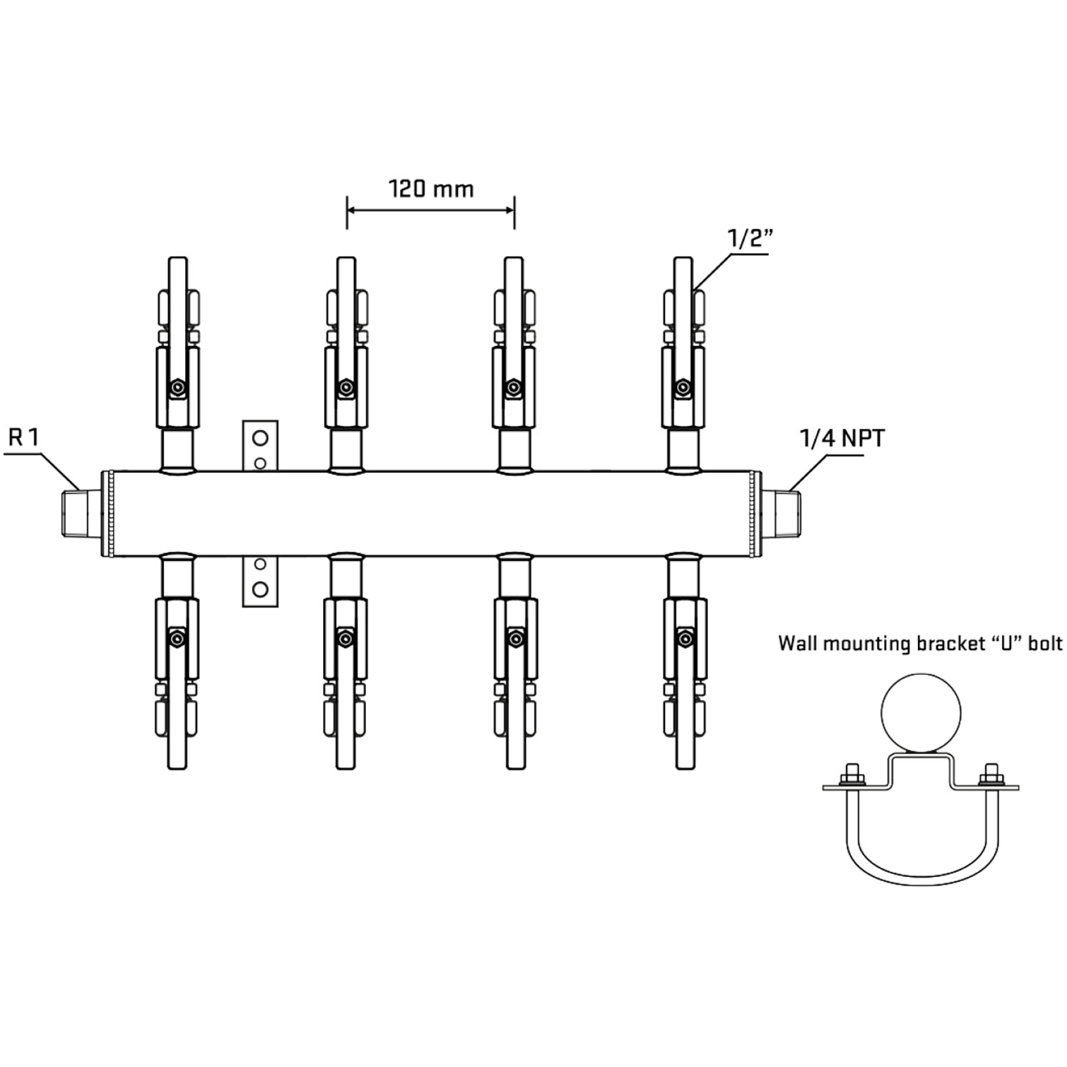 M508B120541 Manifolds Stainless Steel Double Sided