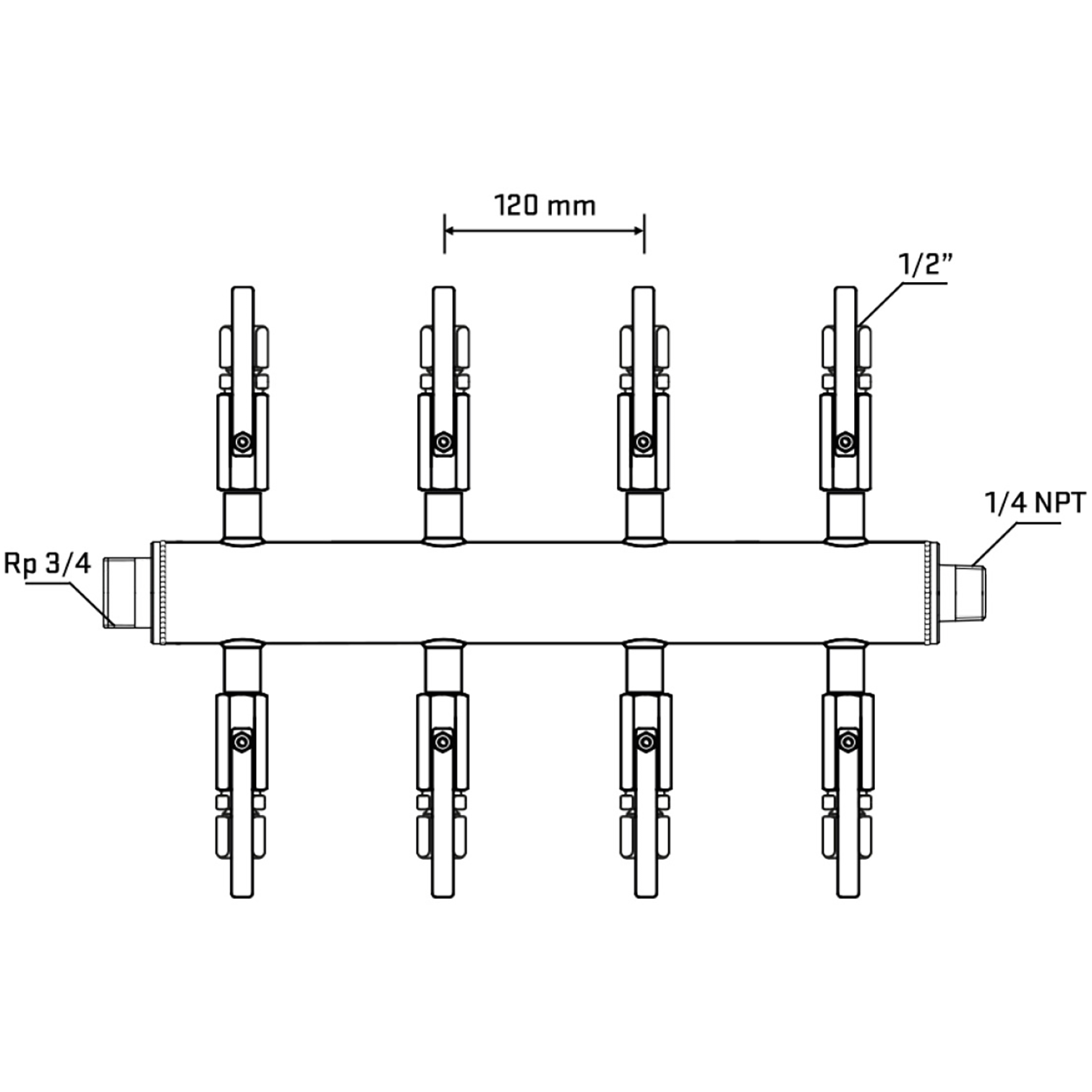 M508B120640 Manifolds Stainless Steel Double Sided