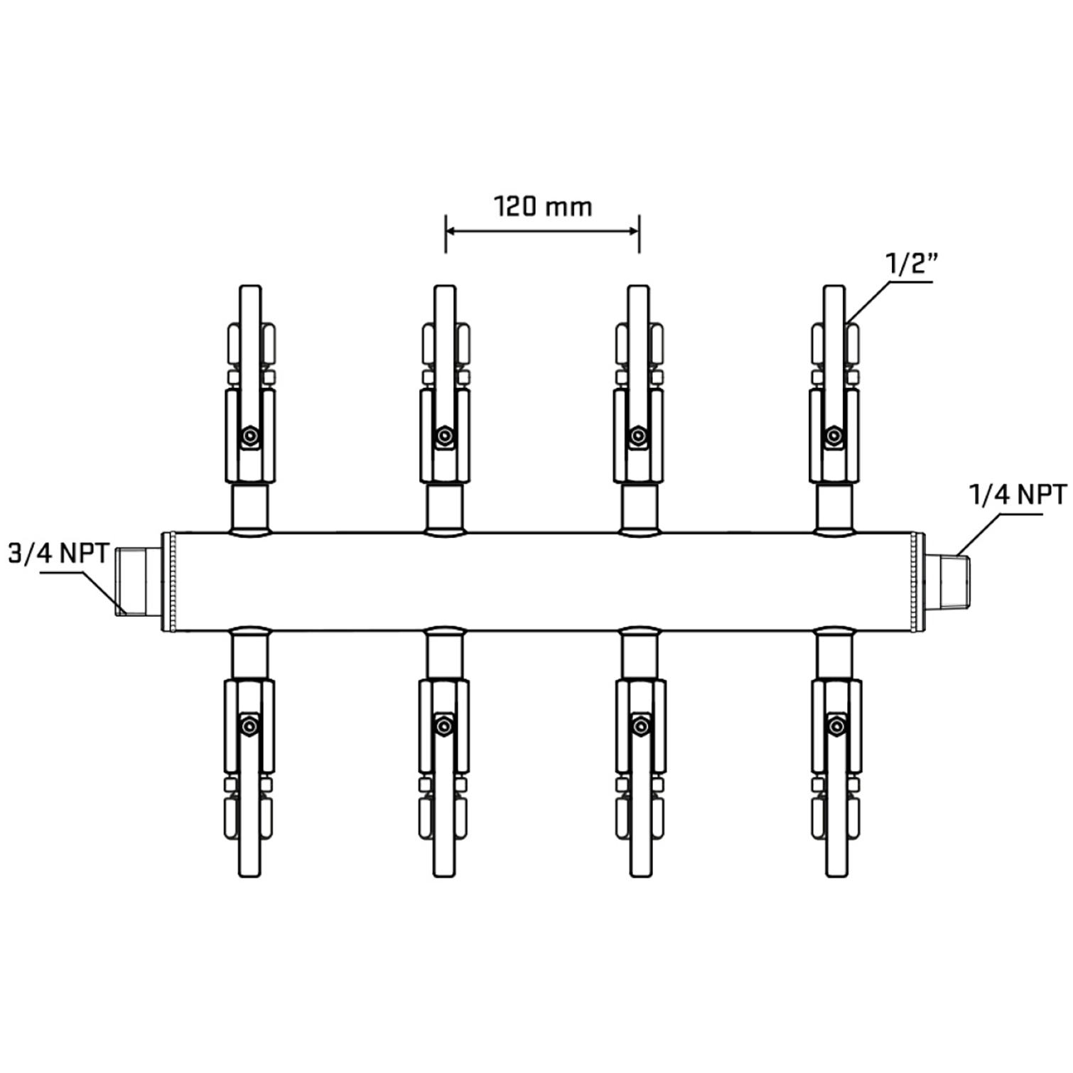 M508B121040 Manifolds Stainless Steel Double Sided