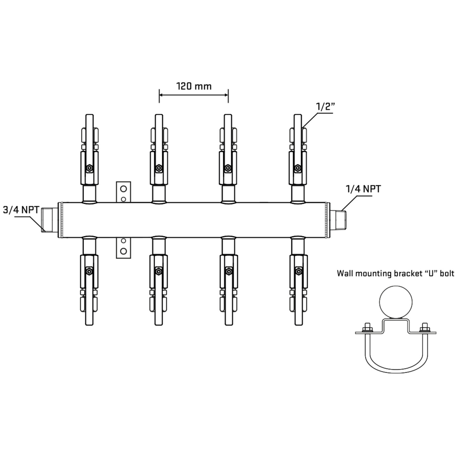 M508B121041 Manifolds Stainless Steel Double Sided