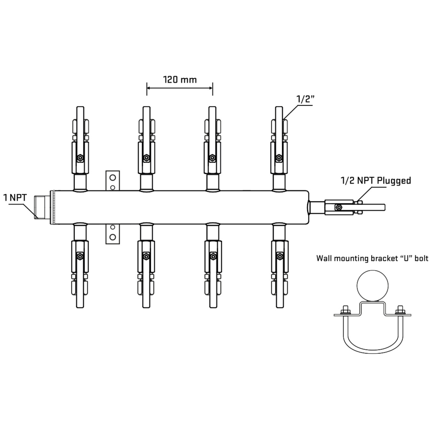 M508B121111 Manifolds Stainless Steel Double Sided