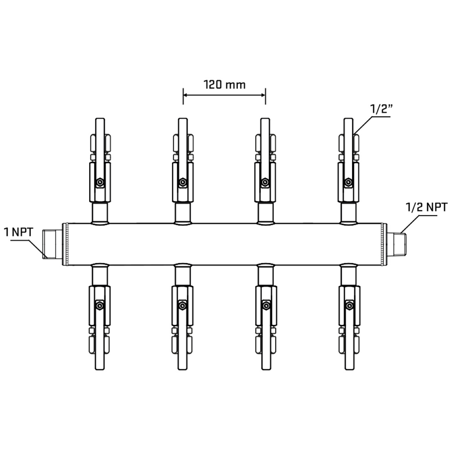 M508B121130 Manifolds Stainless Steel Double Sided