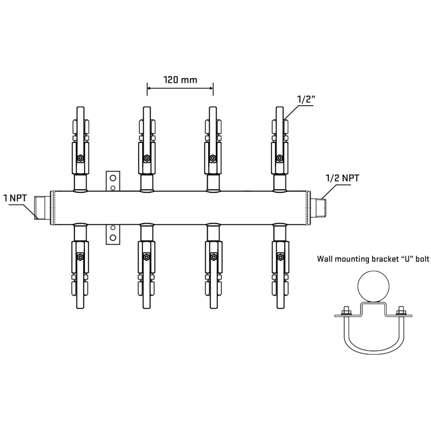 M508B121131 Manifolds Stainless Steel Double Sided