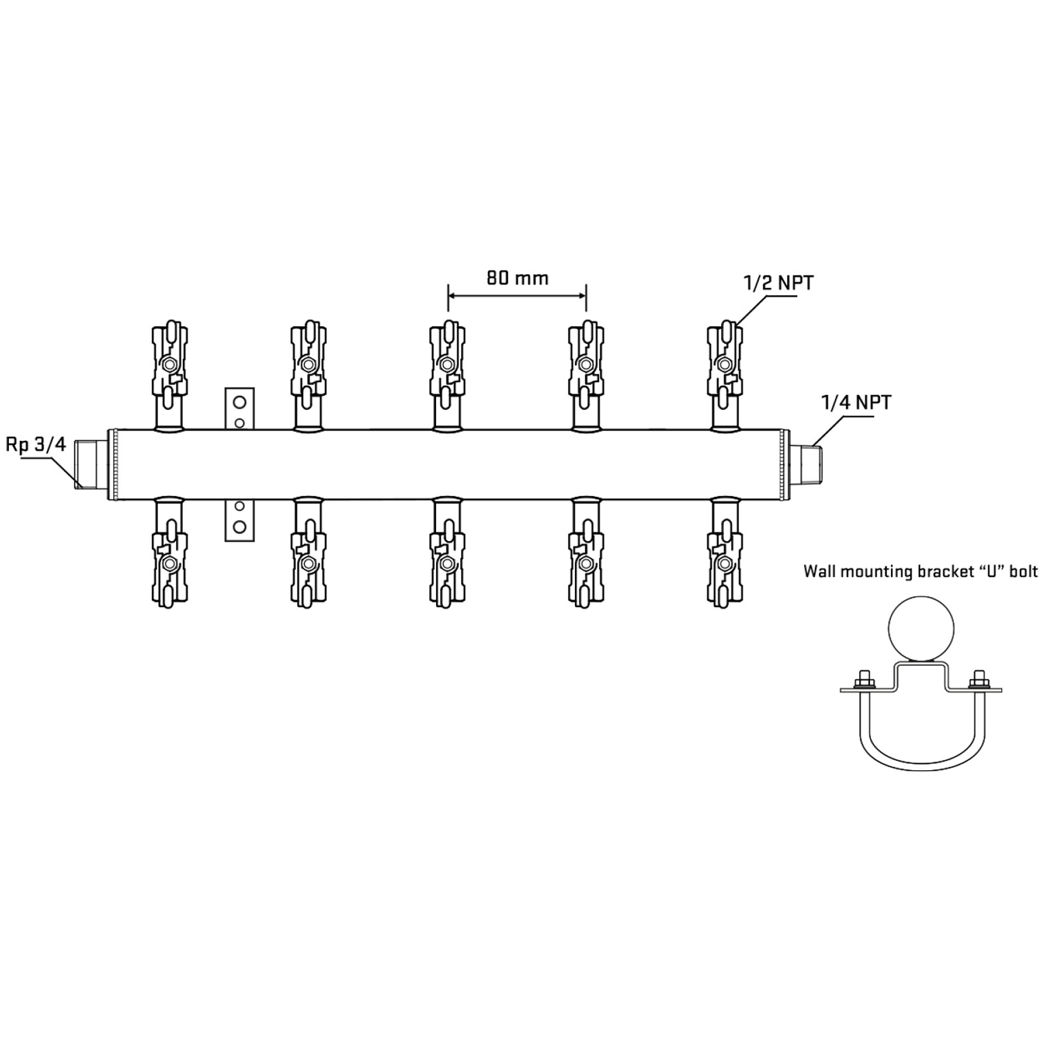 M510A010641 Manifolds Stainless Steel Double Sided