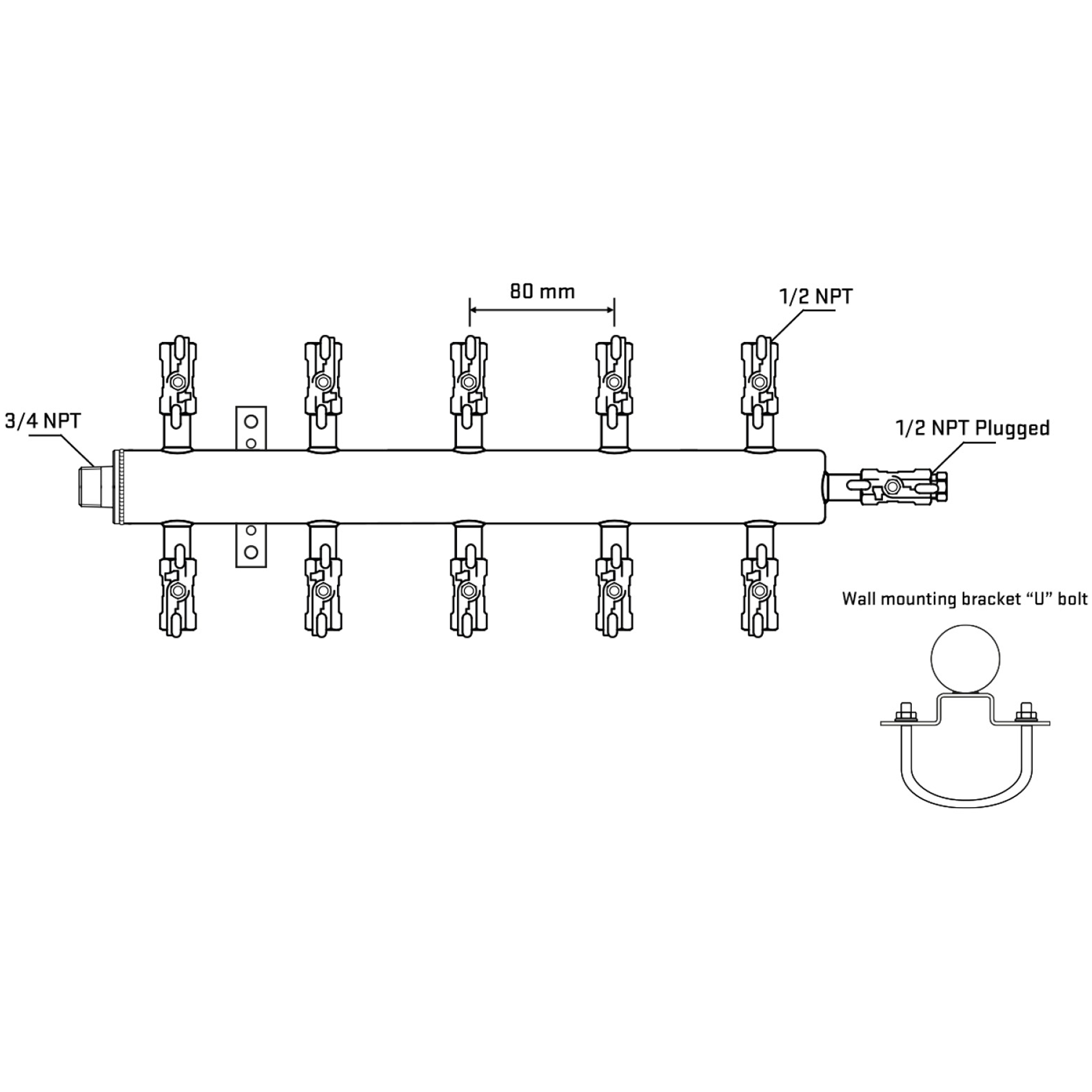 M510A010811 Manifolds Stainless Steel Double Sided