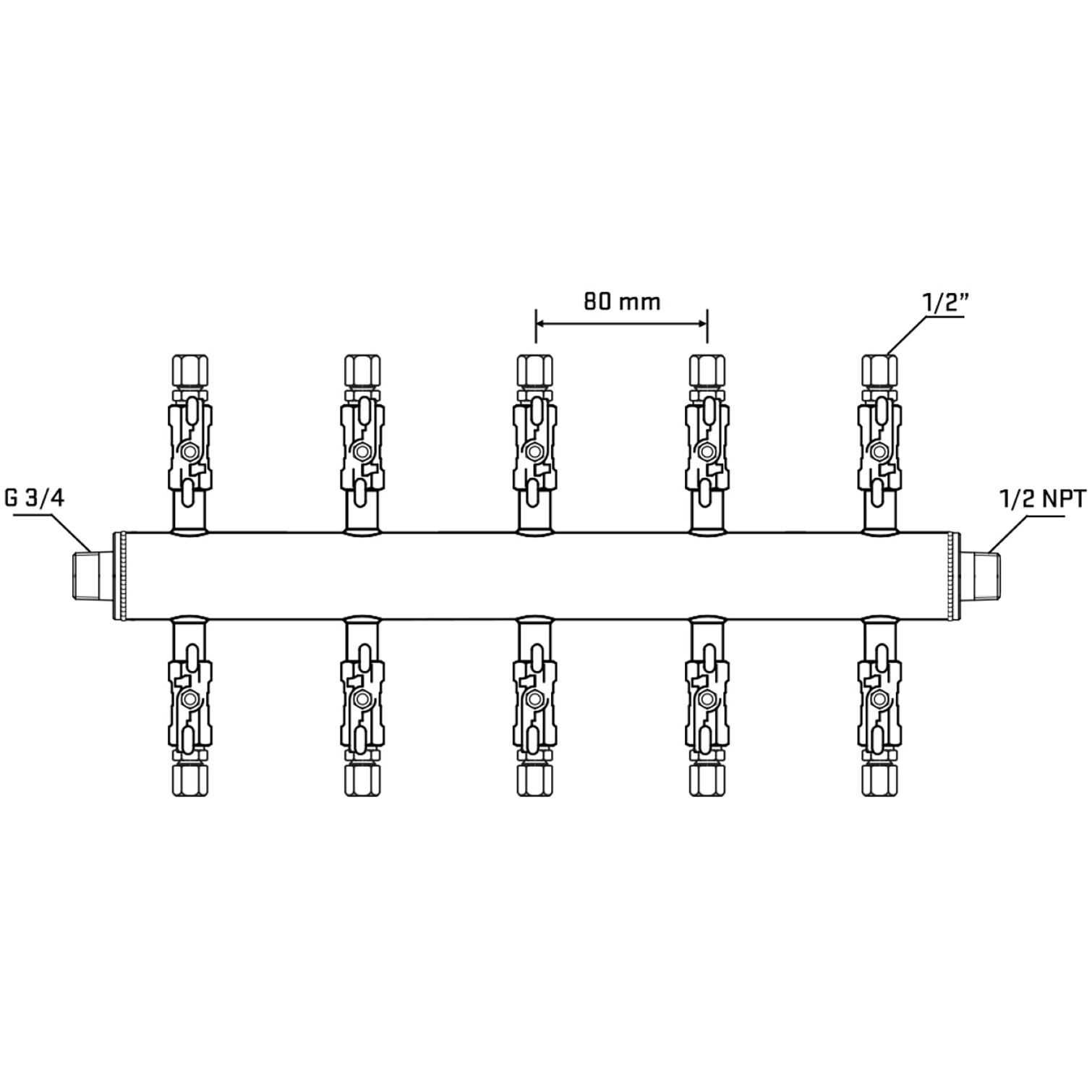 M510A050430 Manifolds Stainless Steel Double Sided