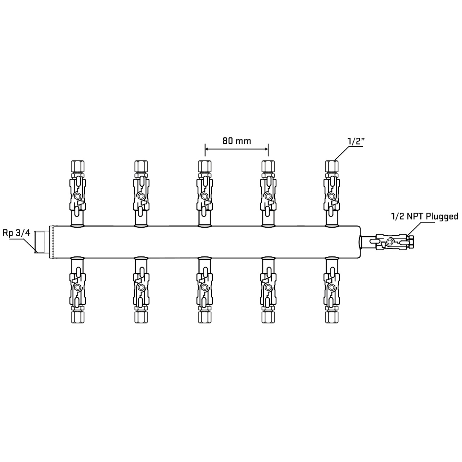 M510A050610 Manifolds Stainless Steel Double Sided