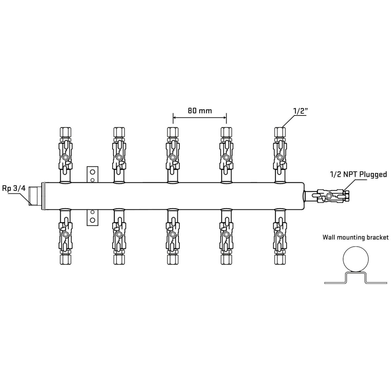 M510A050612 Manifolds Stainless Steel Double Sided