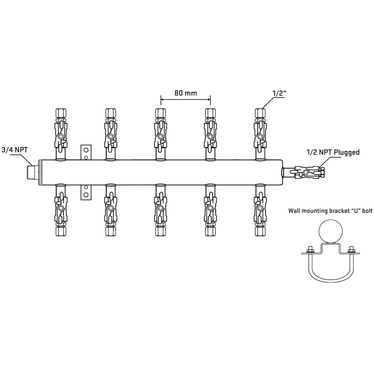 M510A050811 Manifolds Stainless Steel Double Sided