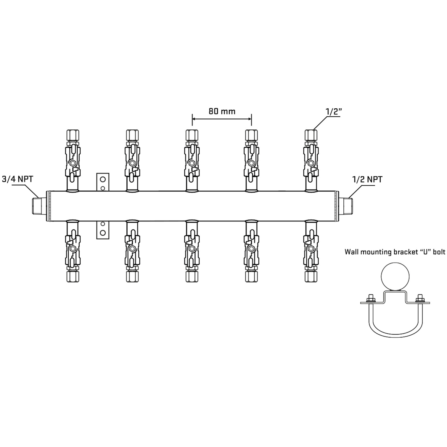 M510A050831 Manifolds Stainless Steel Double Sided