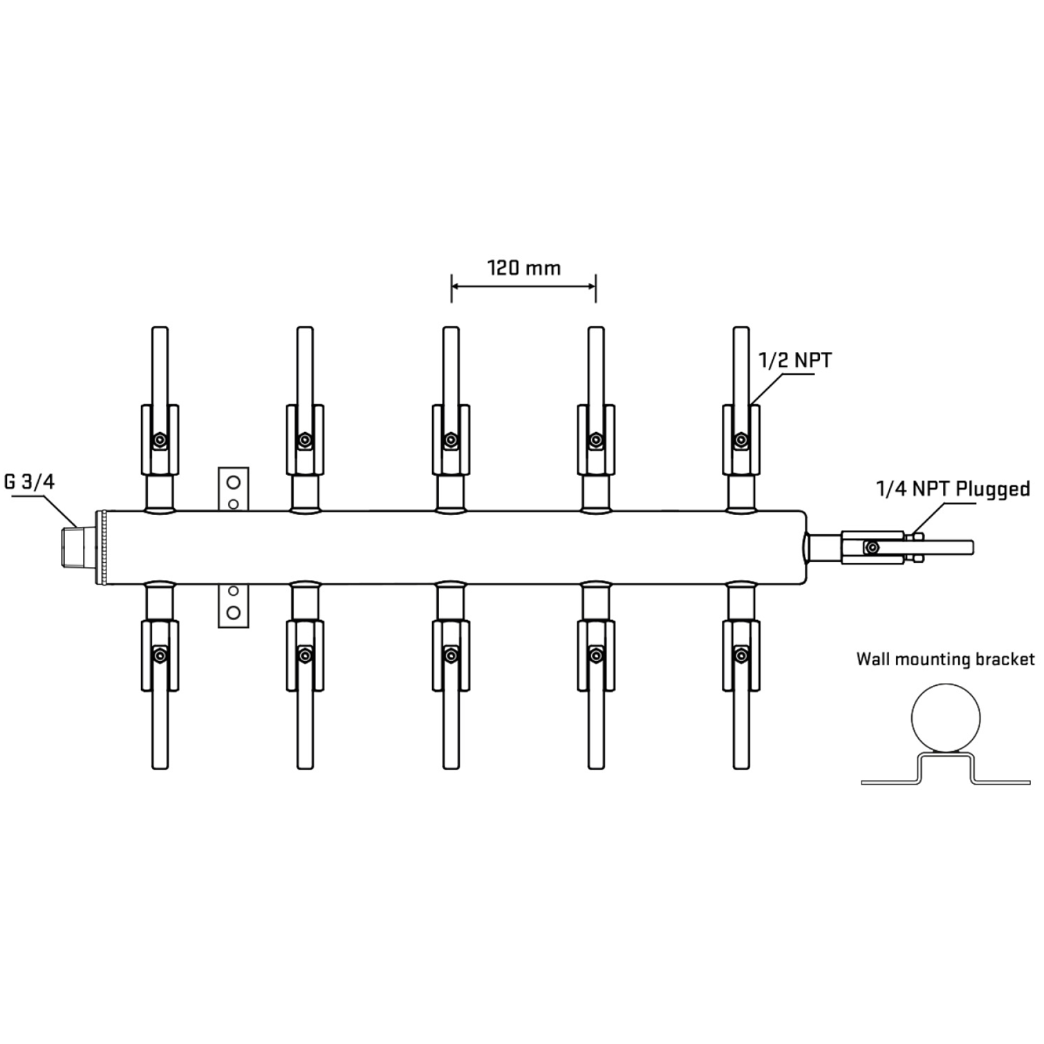 M510B080422 Manifolds Stainless Steel Double Sided