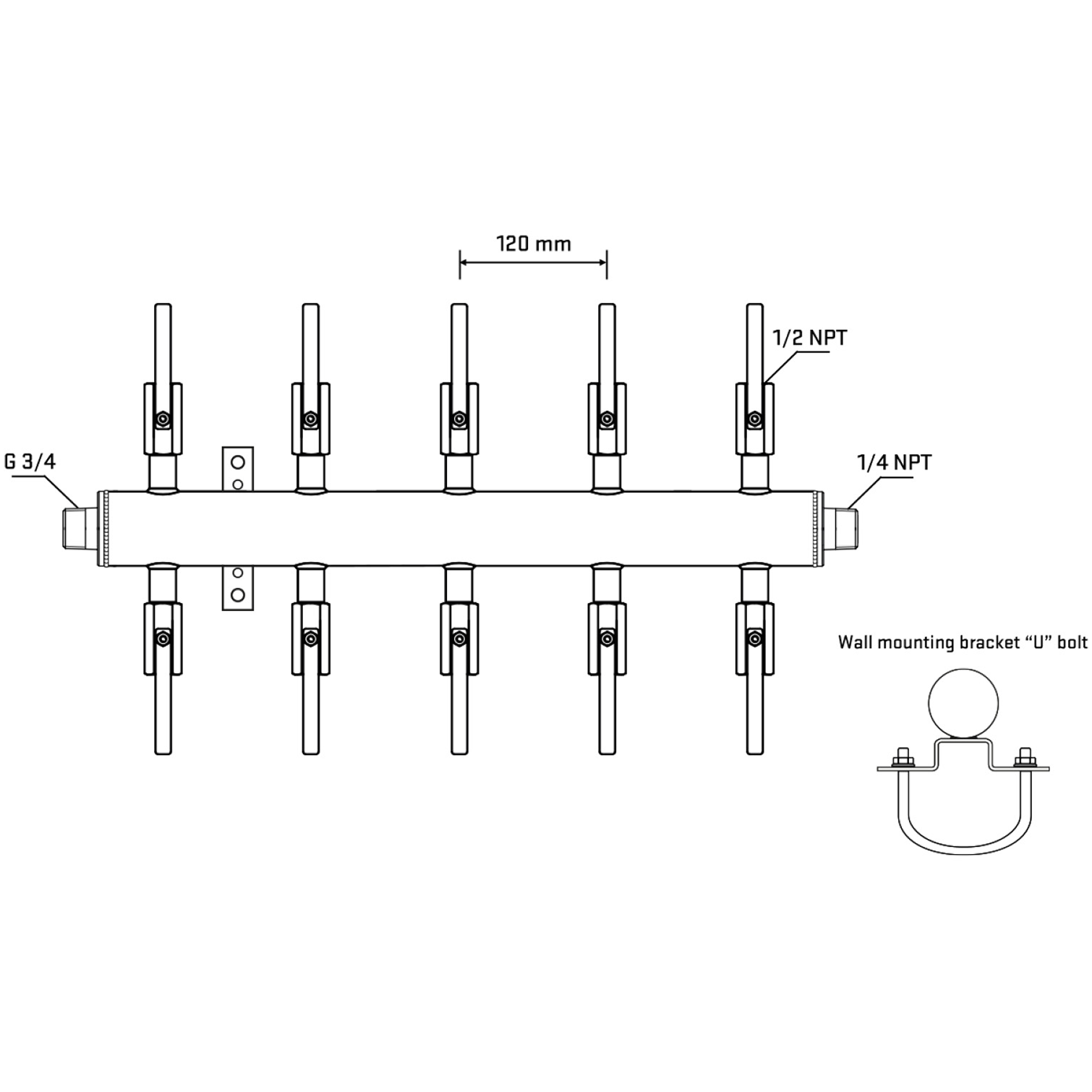 M510B080441 Manifolds Stainless Steel Double Sided