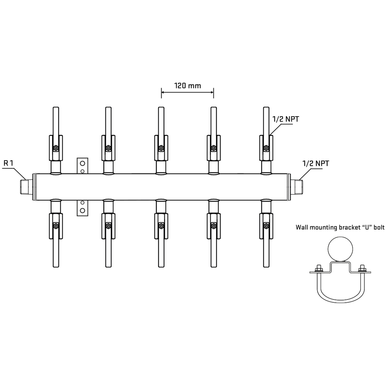 M510B080531 Manifolds Stainless Steel Double Sided