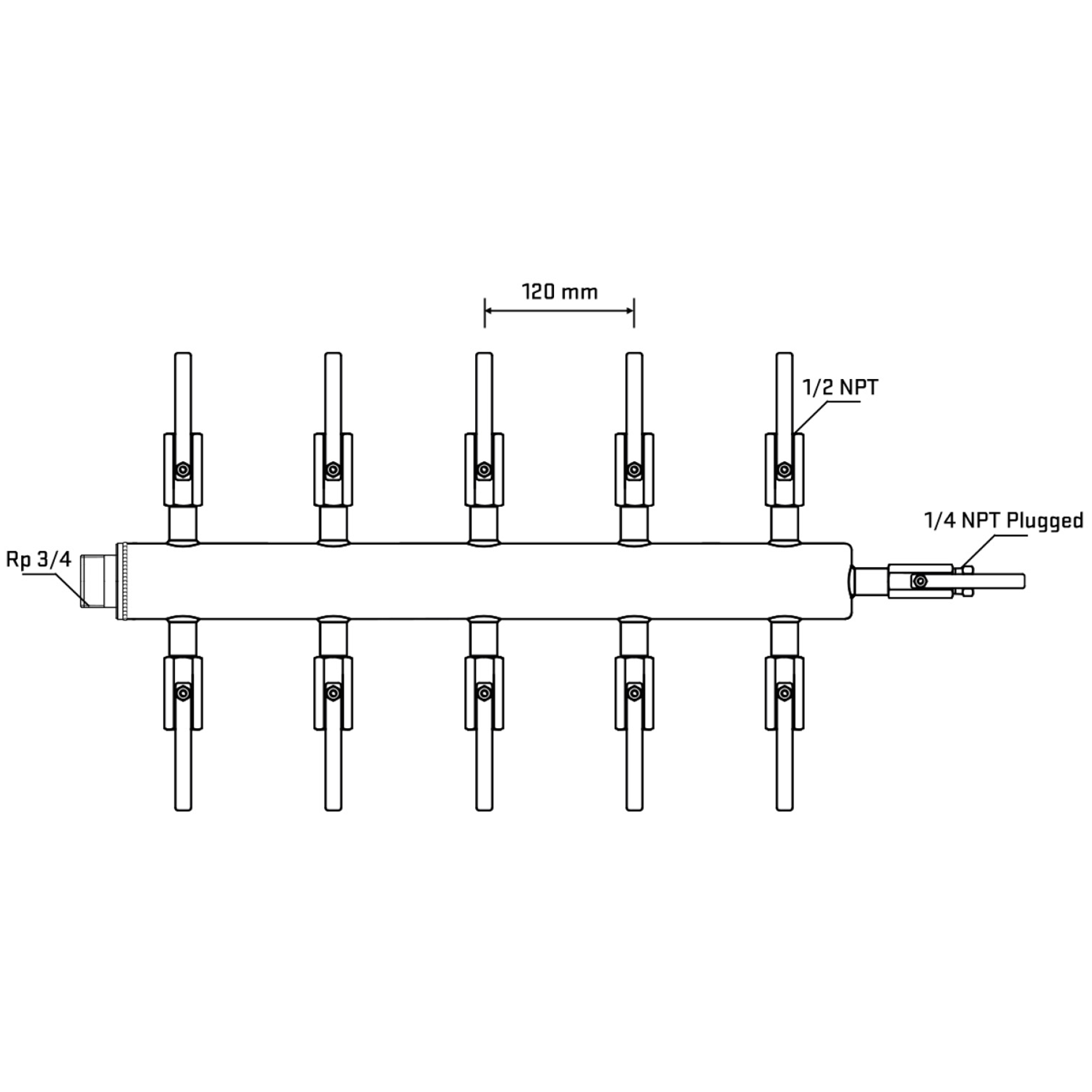 M510B080620 Manifolds Stainless Steel Double Sided