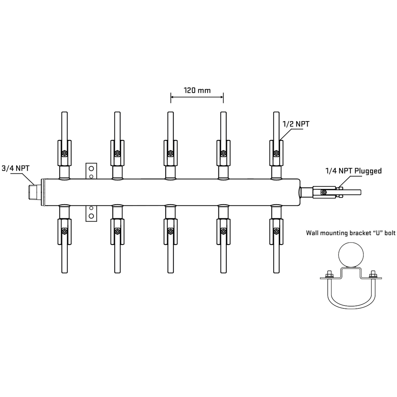 M510B080821 Manifolds Stainless Steel Double Sided