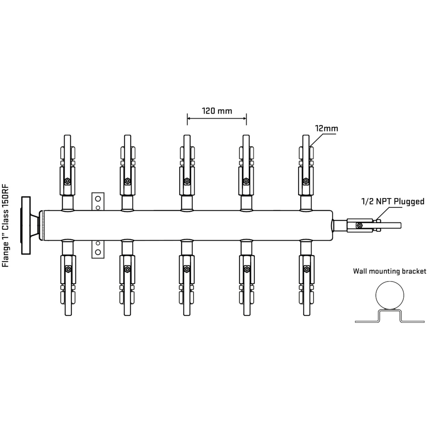 M510B100112 Manifolds Stainless Steel Double Sided