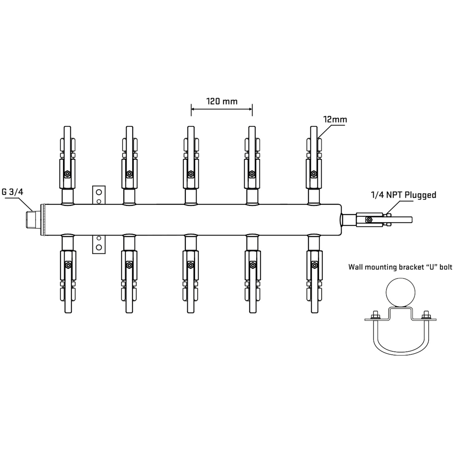 M510B100421 Manifolds Stainless Steel Double Sided