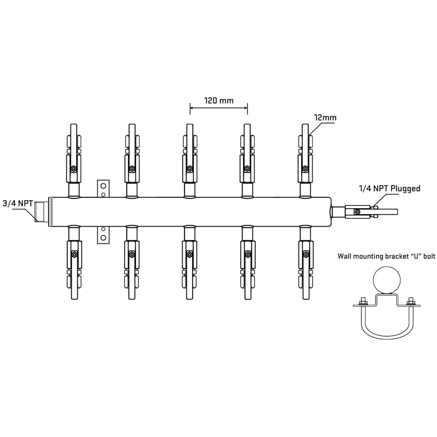 M510B111021 Manifolds Stainless Steel Double Sided