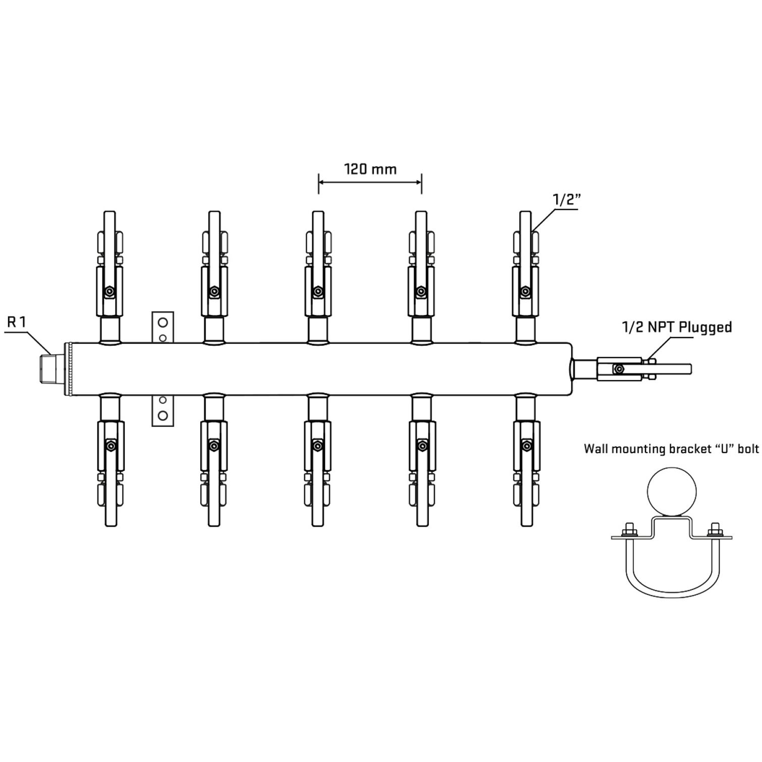 M510B120511 Manifolds Stainless Steel Double Sided