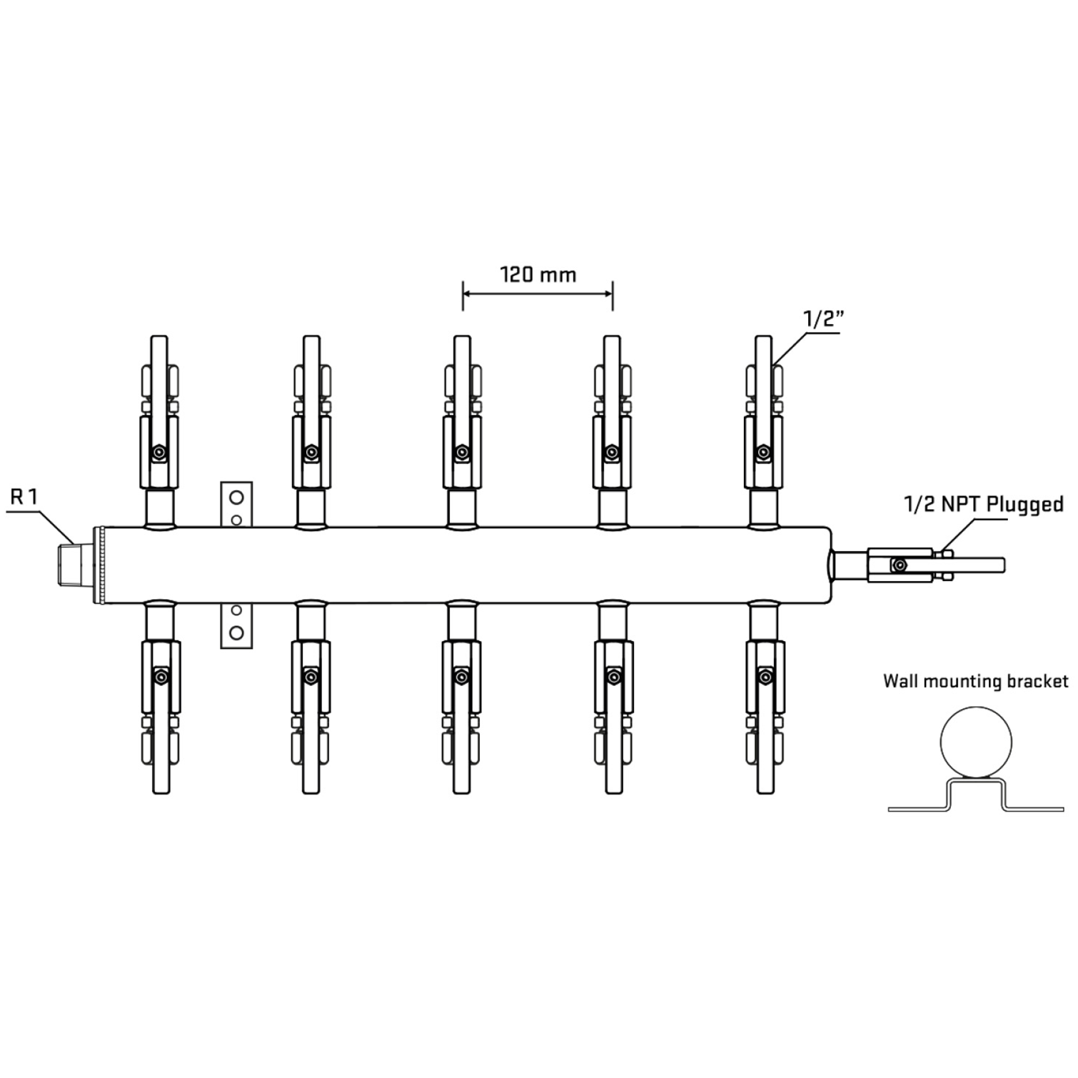 M510B120512 Manifolds Stainless Steel Double Sided