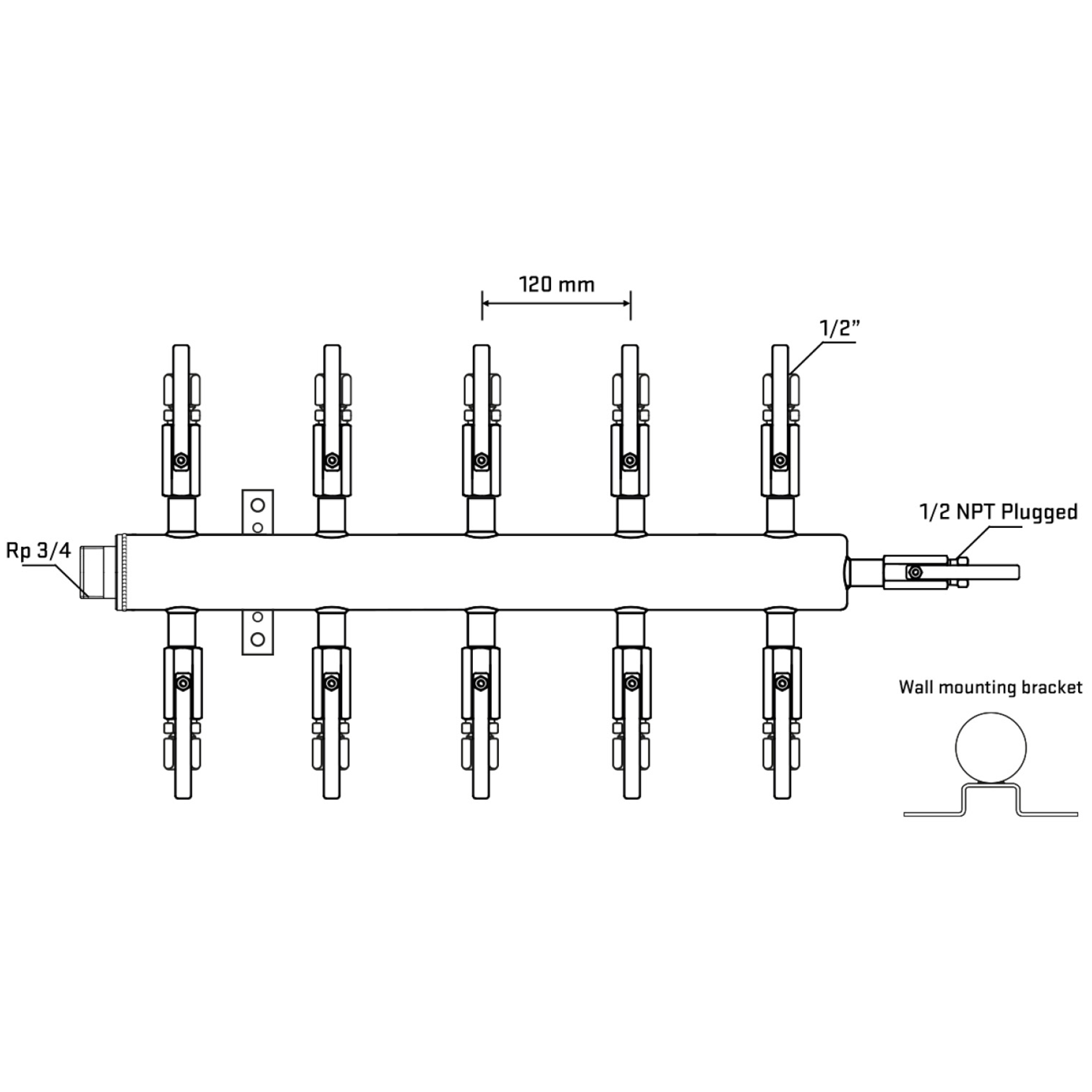 M510B120612 Manifolds Stainless Steel Double Sided