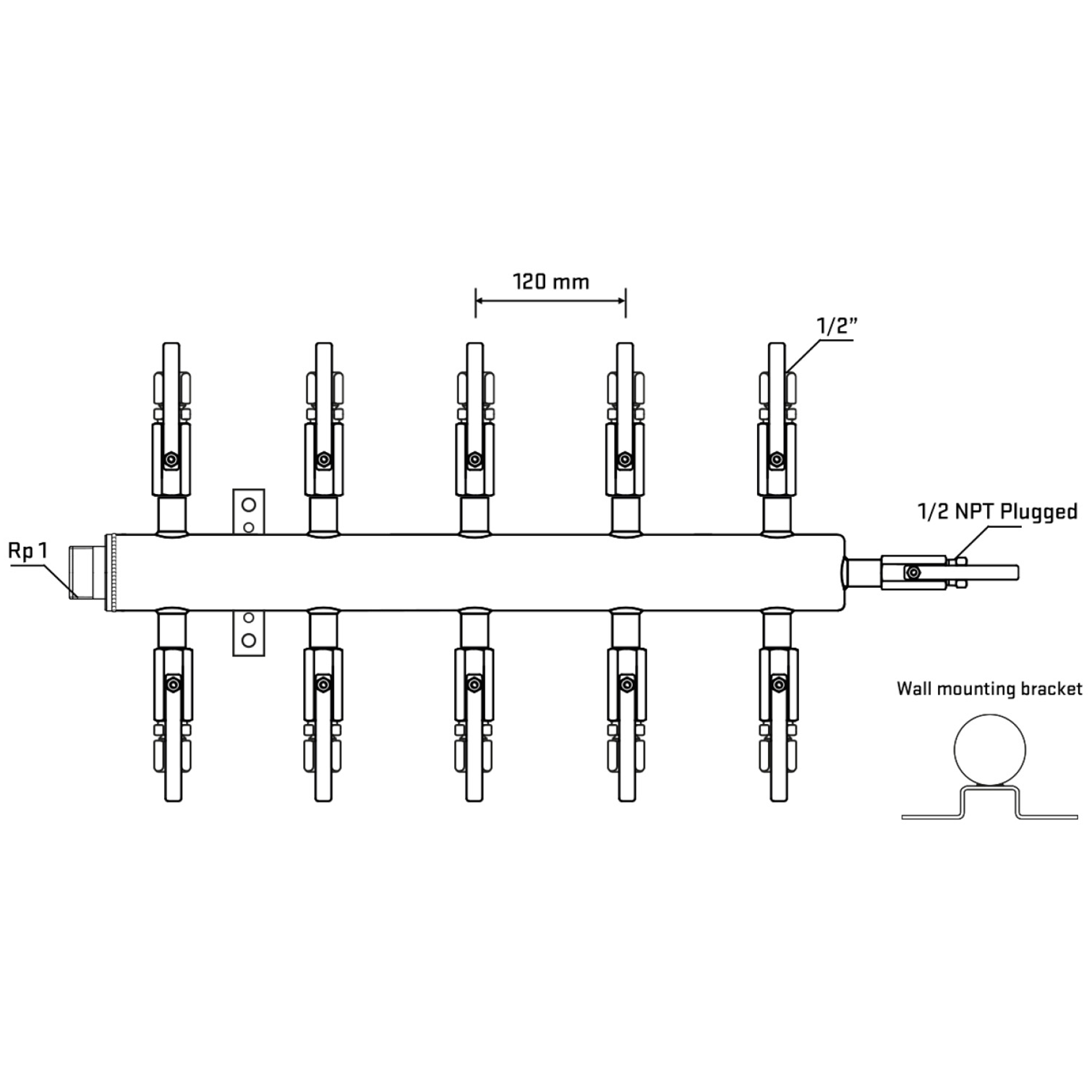 M510B120712 Manifolds Stainless Steel Double Sided