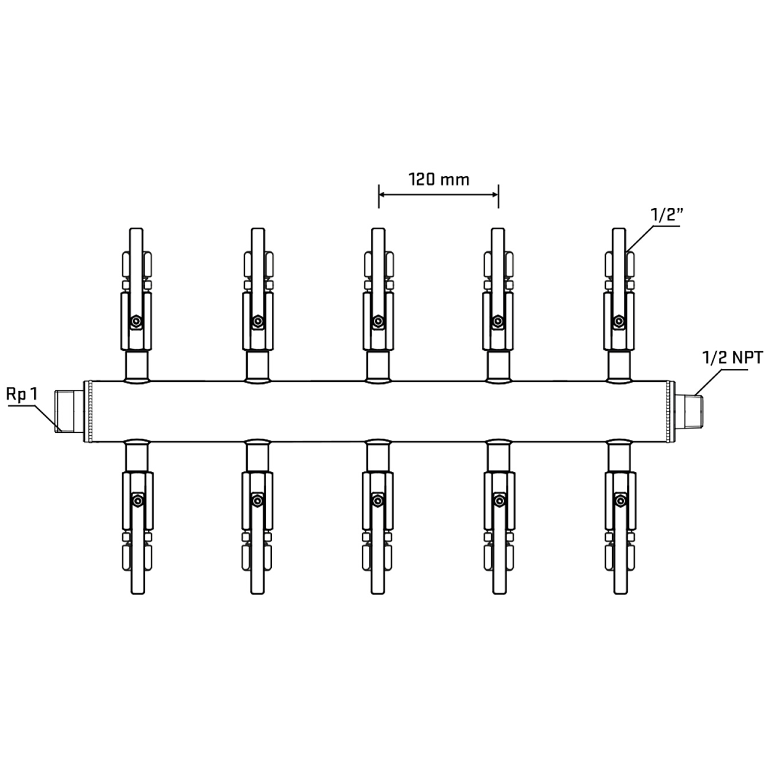 M510B120730 Manifolds Stainless Steel Double Sided