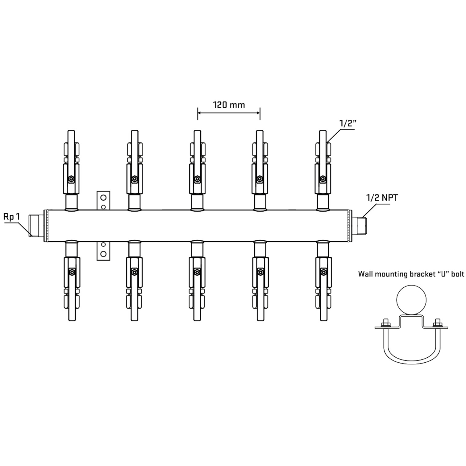 M510B120731 Manifolds Stainless Steel Double Sided