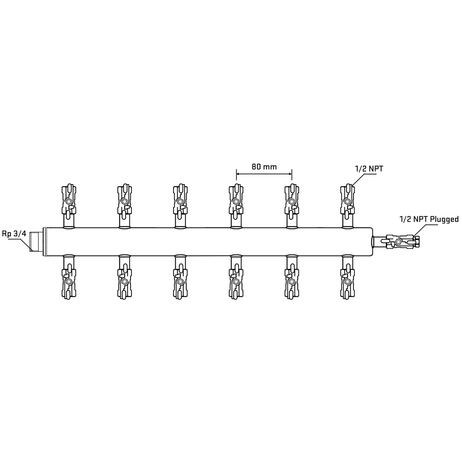 M512A010610 Manifolds Stainless Steel Double Sided