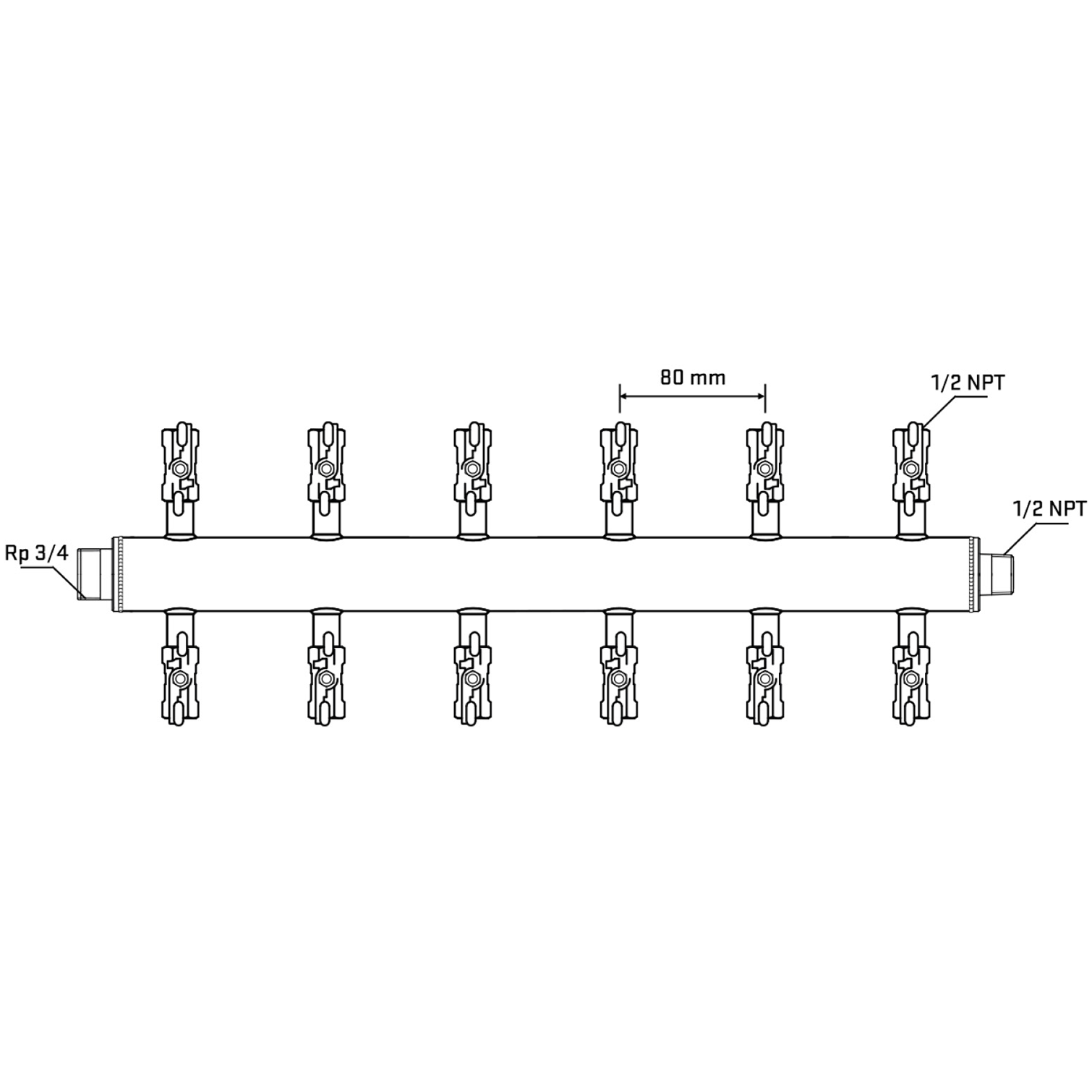 M512A010630 Manifolds Stainless Steel Double Sided