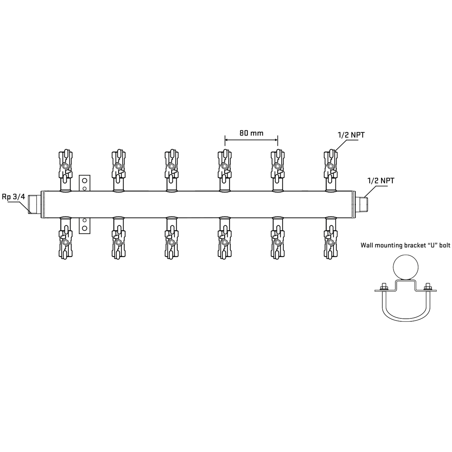 M512A010631 Manifolds Stainless Steel Double Sided