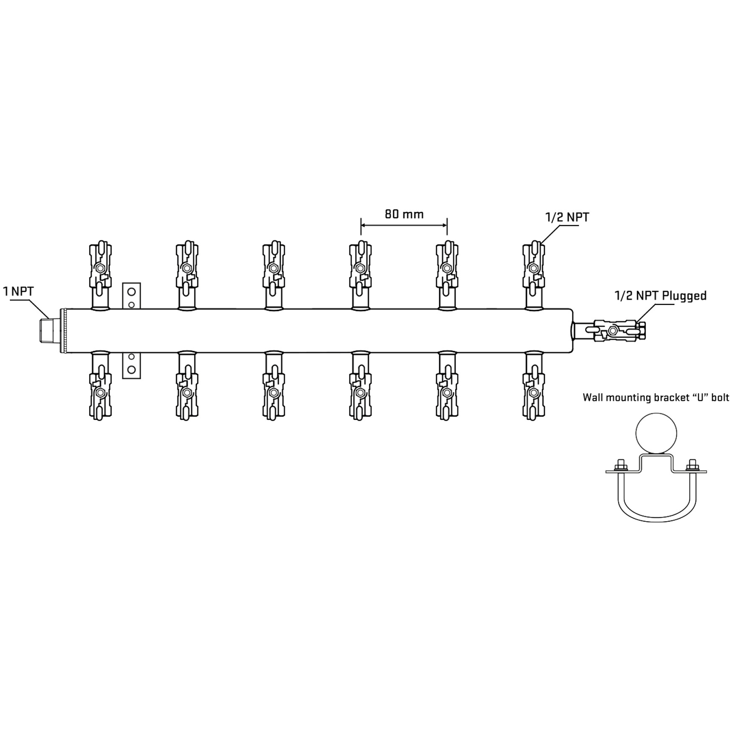 M512A010911 Manifolds Stainless Steel Double Sided