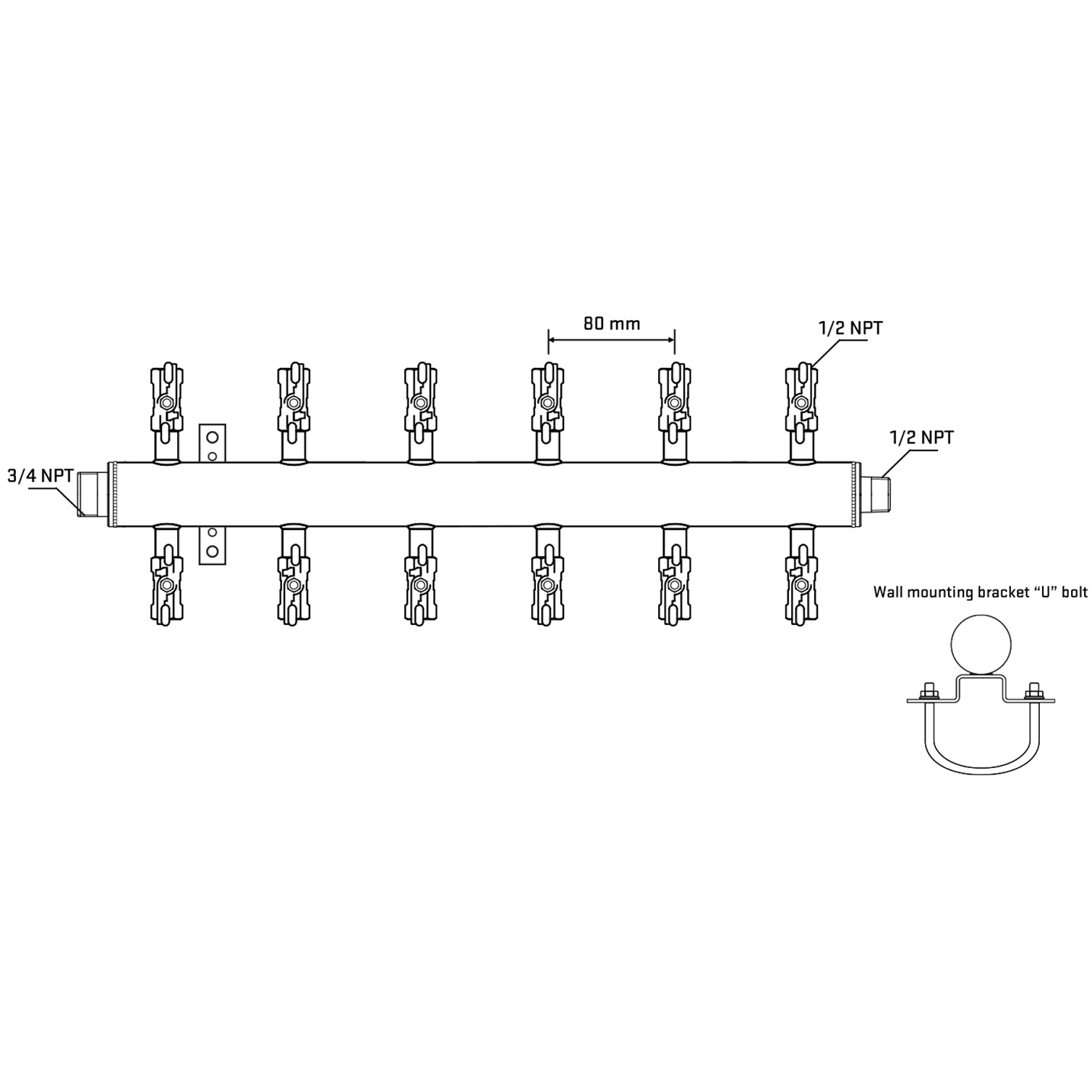 M512A011031 Manifolds Stainless Steel Double Sided