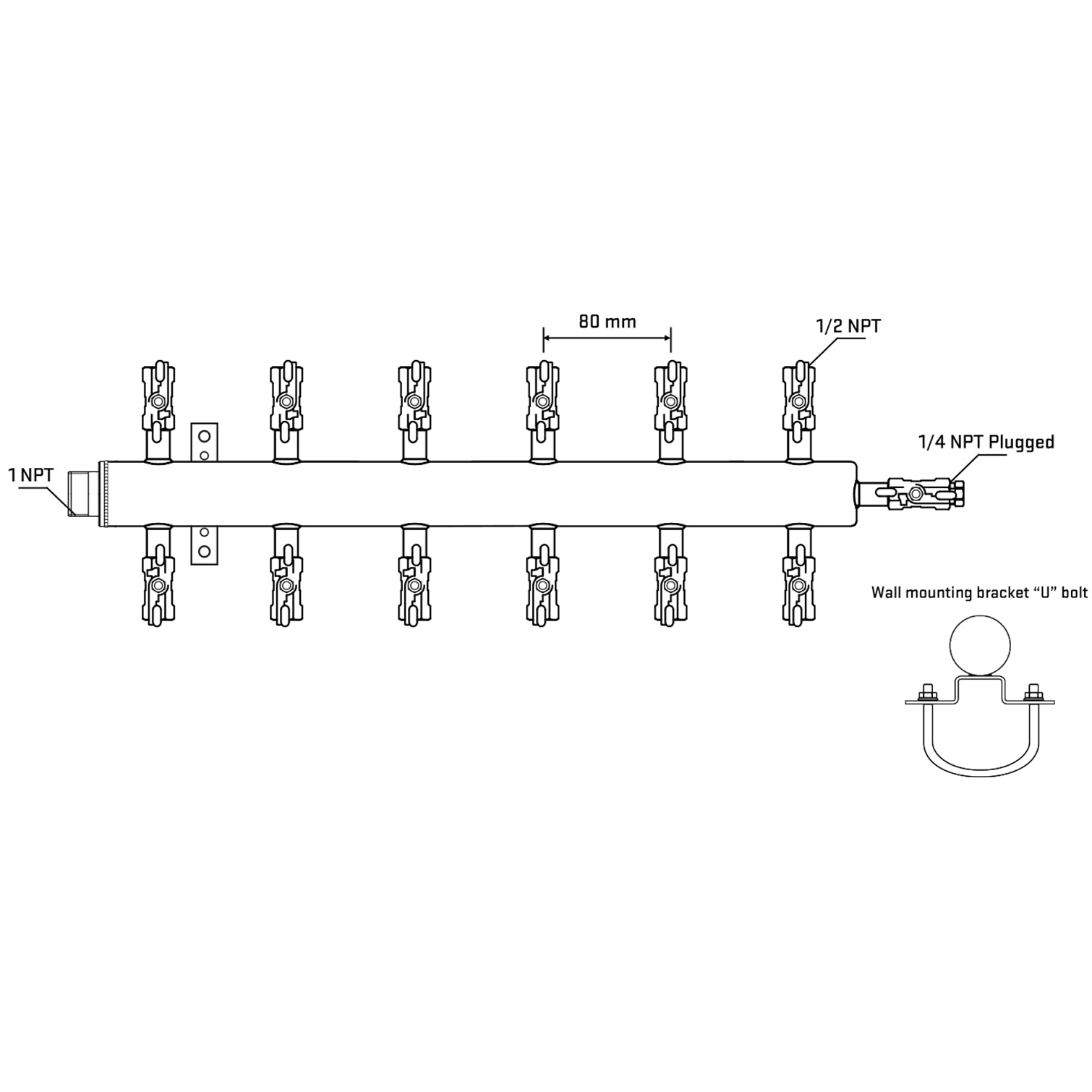 M512A011121 Manifolds Stainless Steel Double Sided