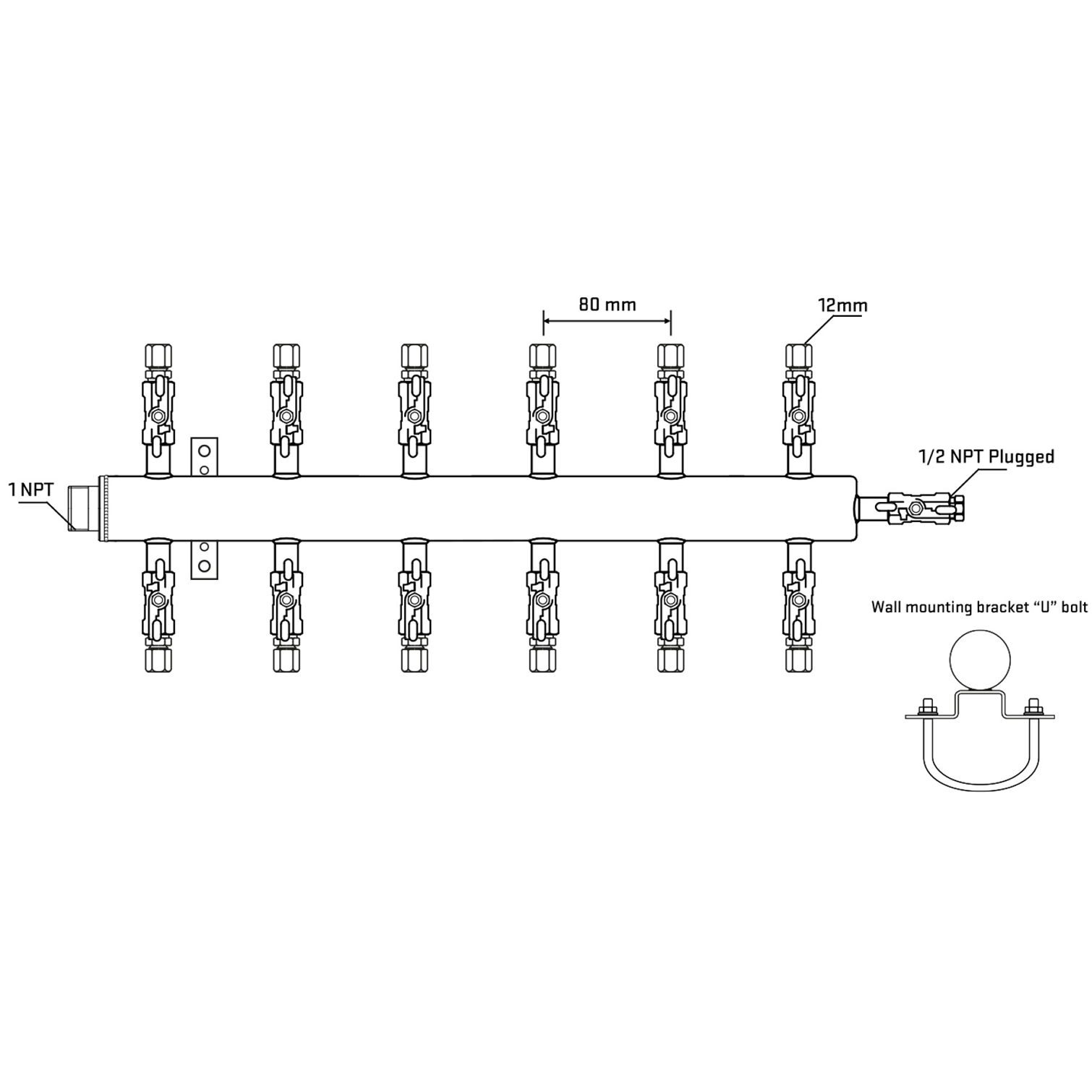 M512A031111 Manifolds Stainless Steel Double Sided