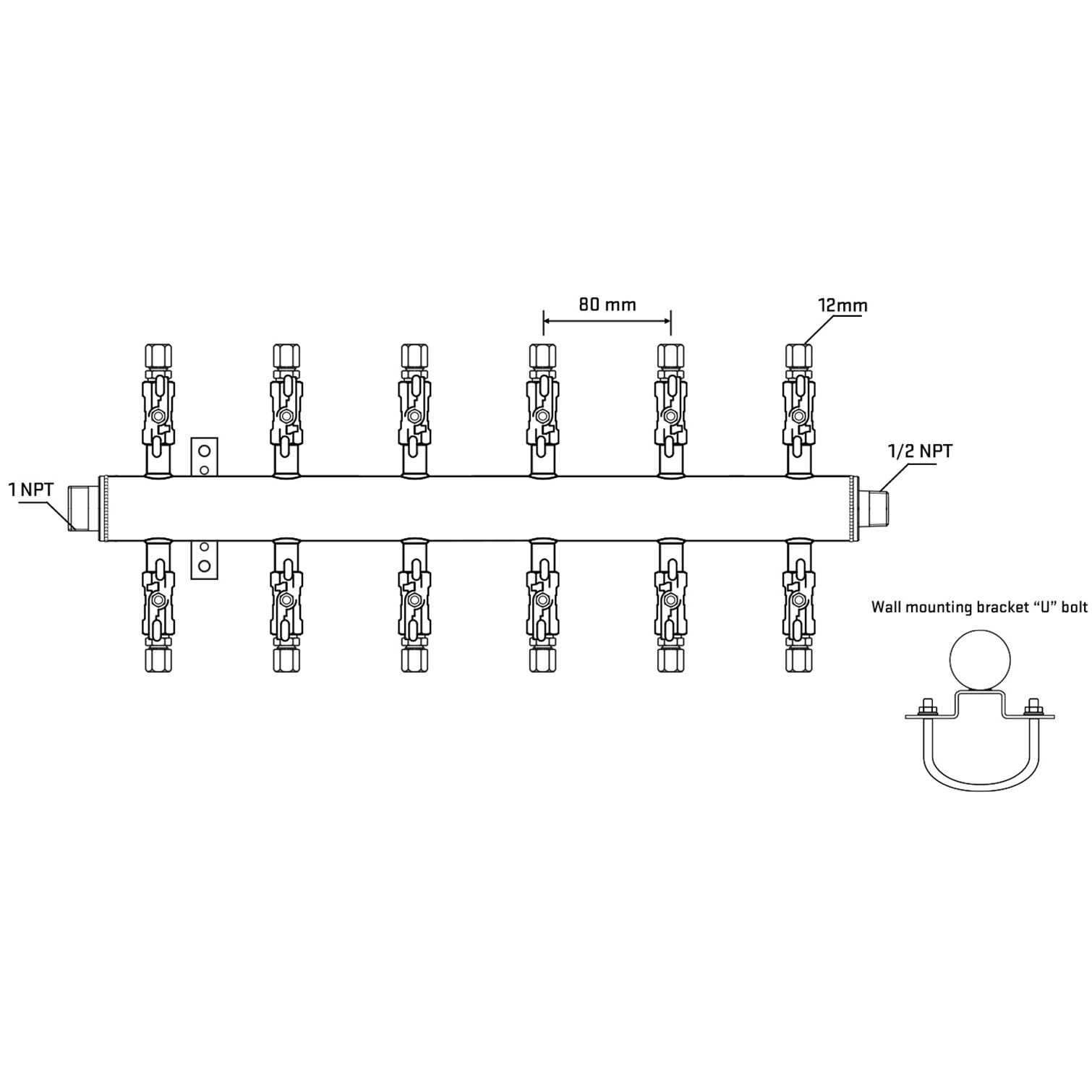 M512A031131 Manifolds Stainless Steel Double Sided