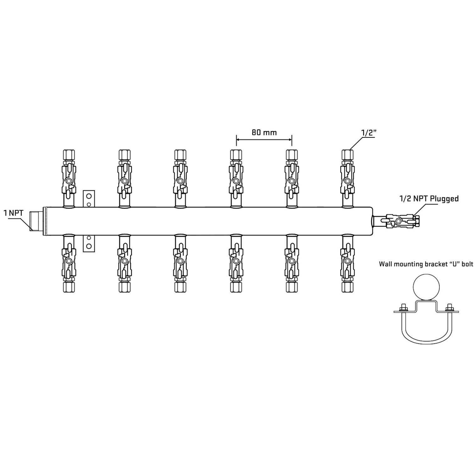 M512A051111 Manifolds Stainless Steel Double Sided