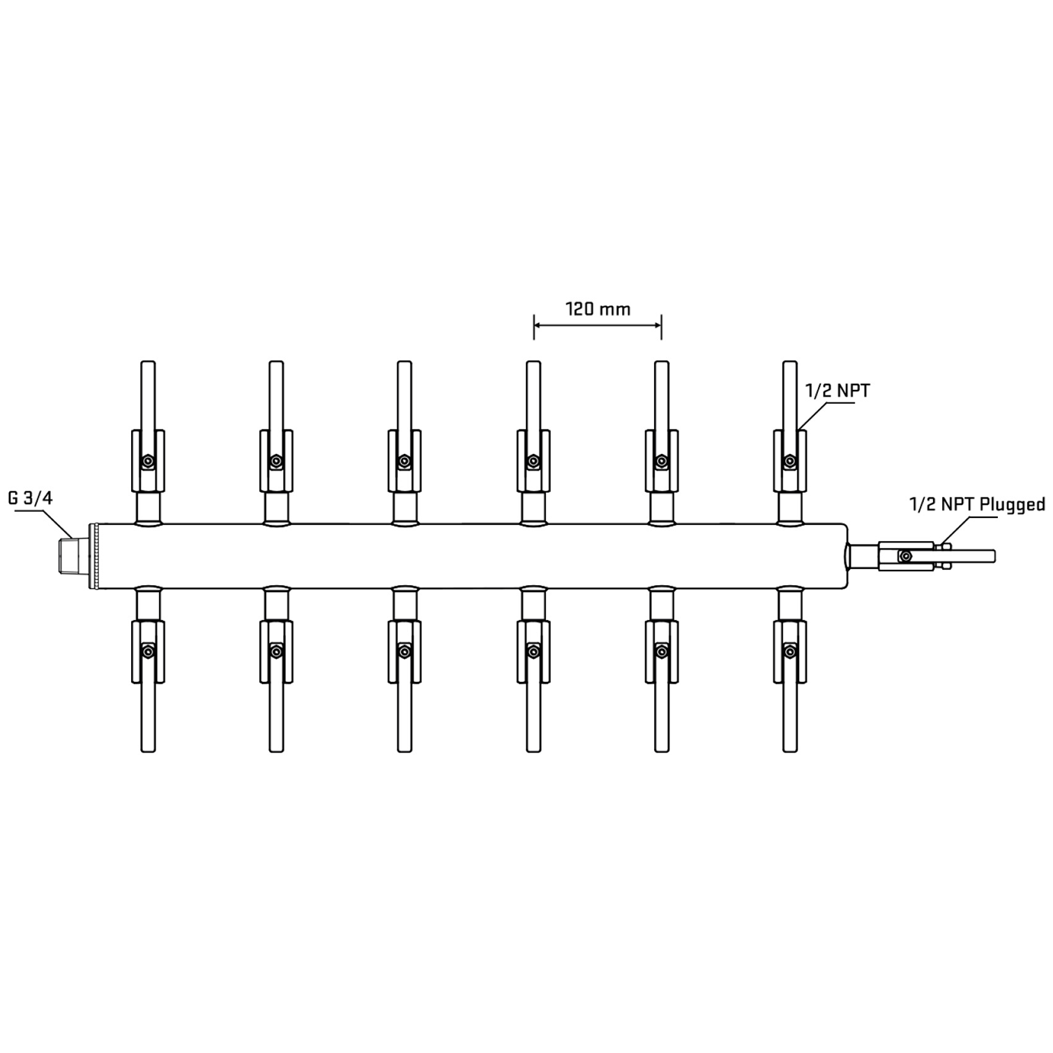 M512B080410 Manifolds Stainless Steel Double Sided