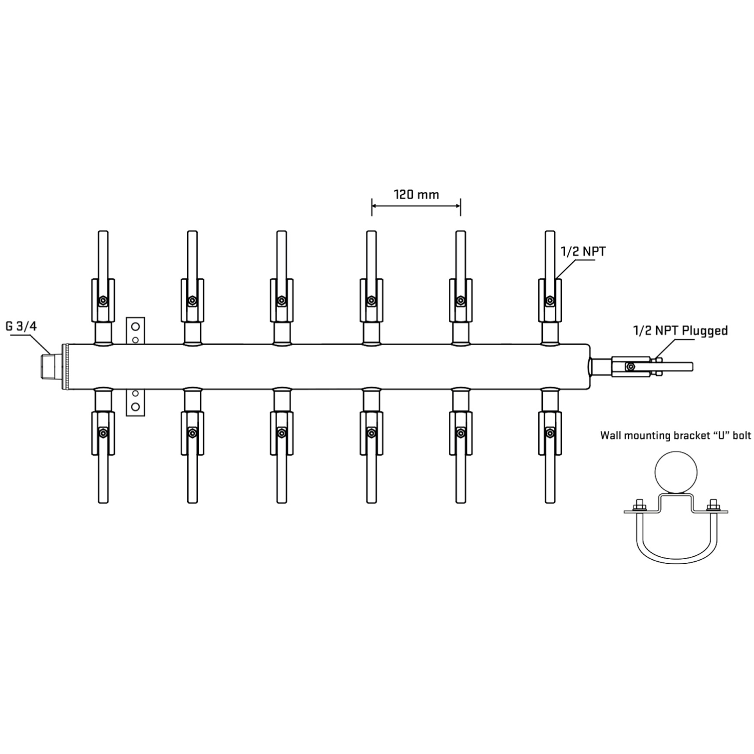 M512B080411 Manifolds Stainless Steel Double Sided