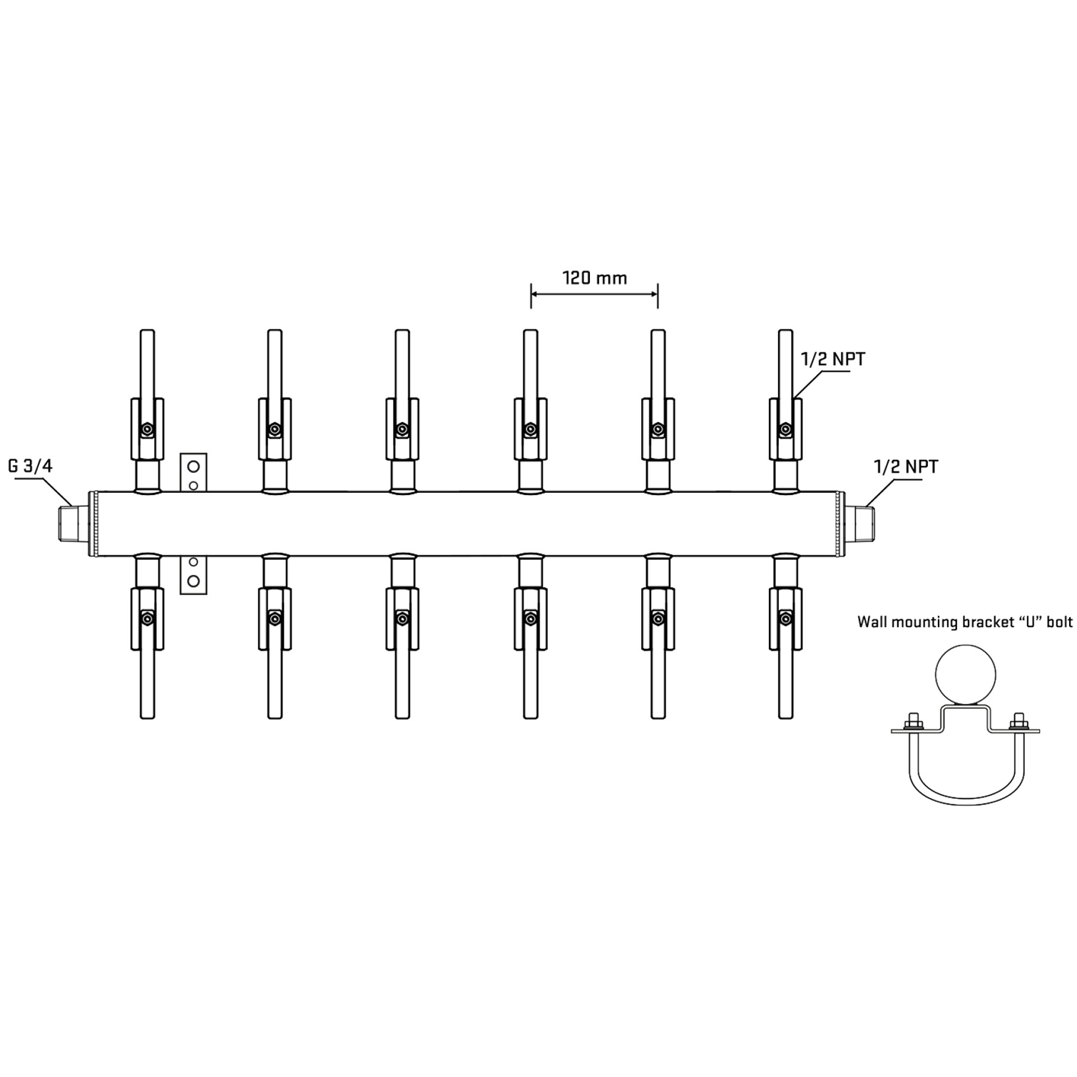 M512B080431 Manifolds Stainless Steel Double Sided