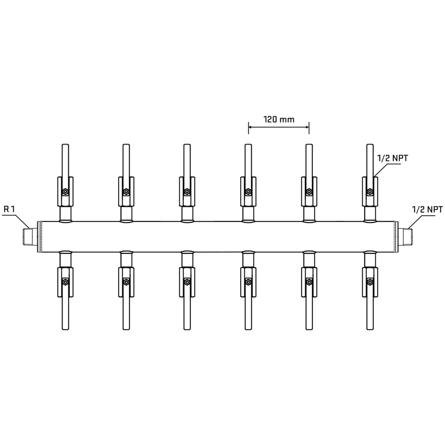 M512B080530 Manifolds Stainless Steel Double Sided