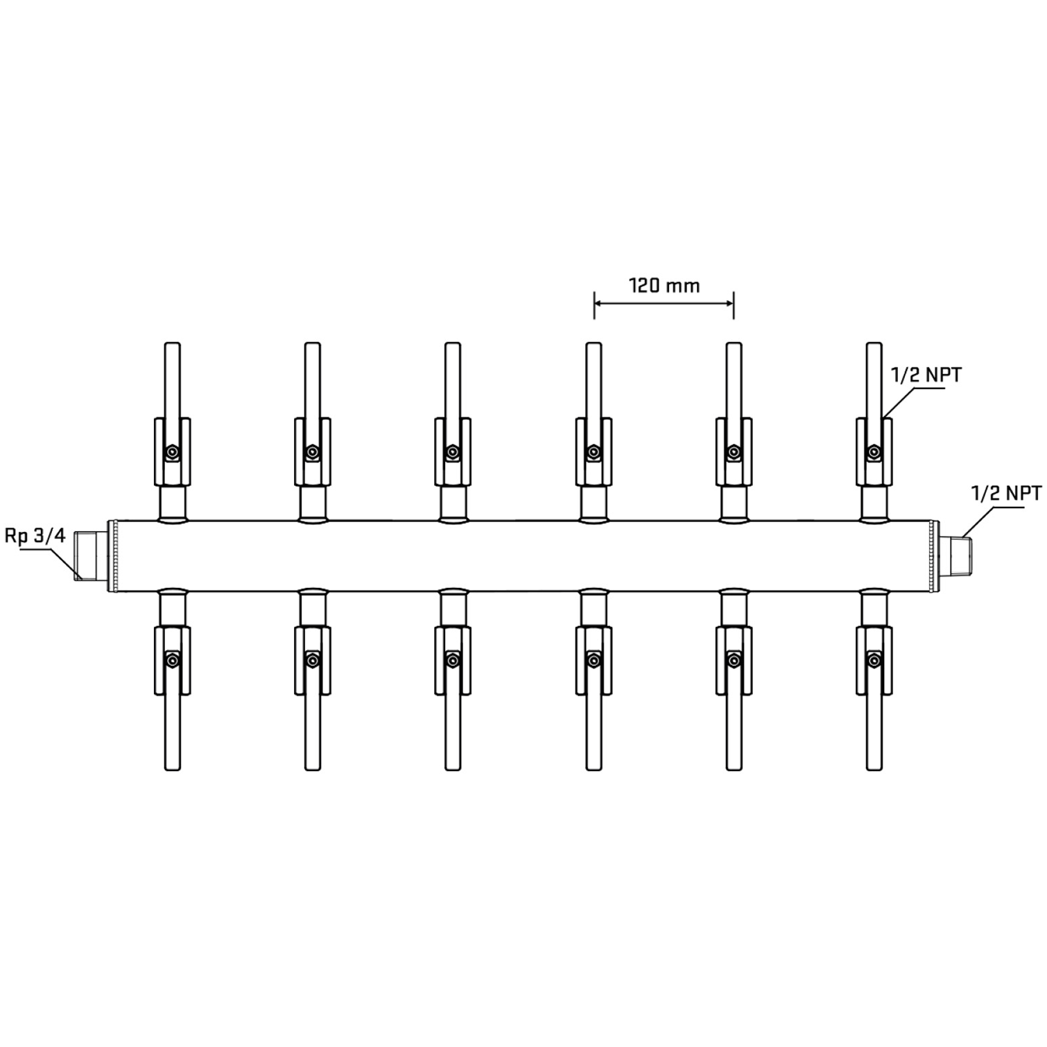 M512B080630 Manifolds Stainless Steel Double Sided