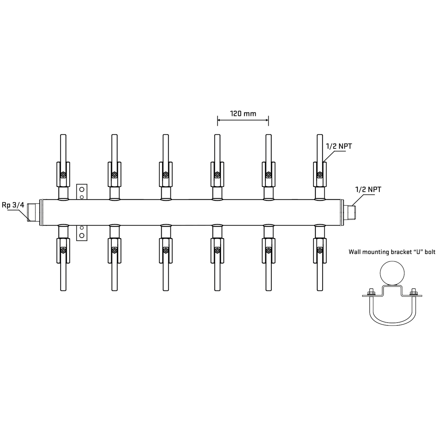 M512B080631 Manifolds Stainless Steel Double Sided