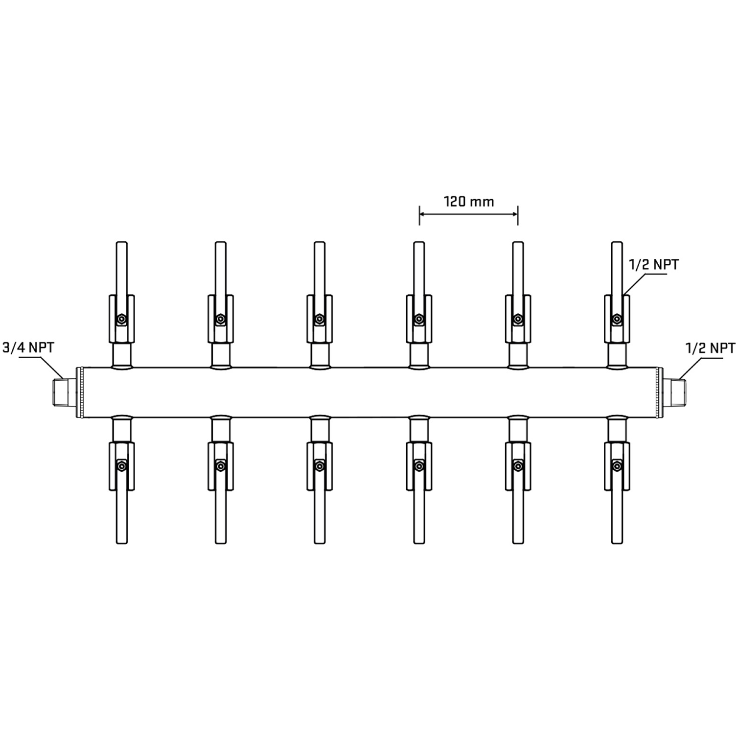 M512B080830 Manifolds Stainless Steel Double Sided