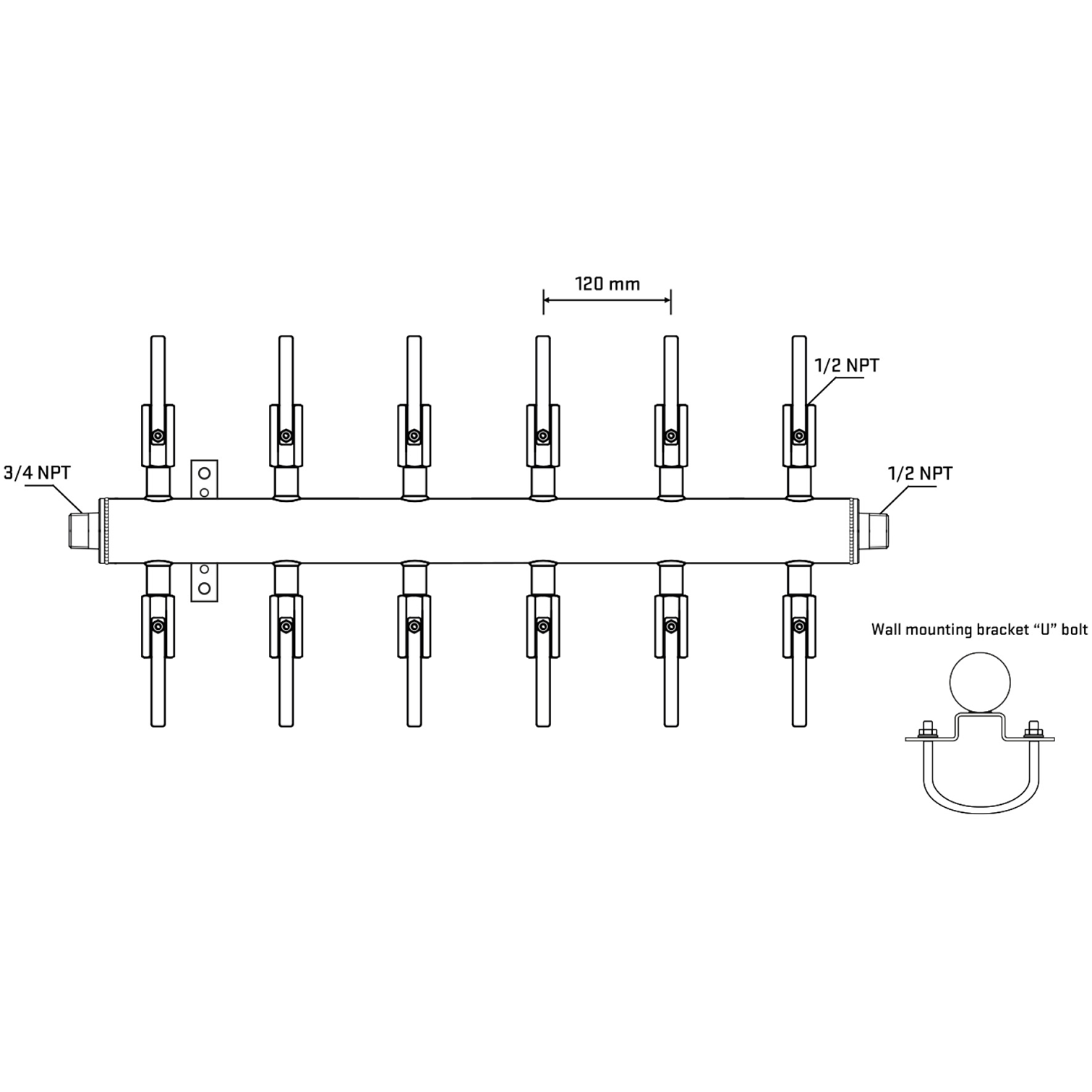 M512B080831 Manifolds Stainless Steel Double Sided