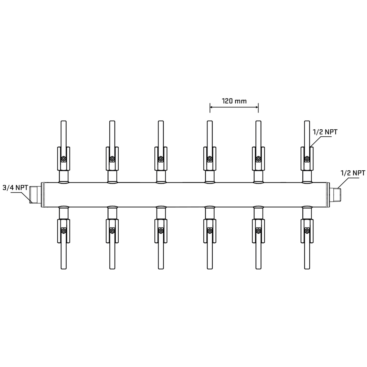 M512B081030 Manifolds Stainless Steel Double Sided