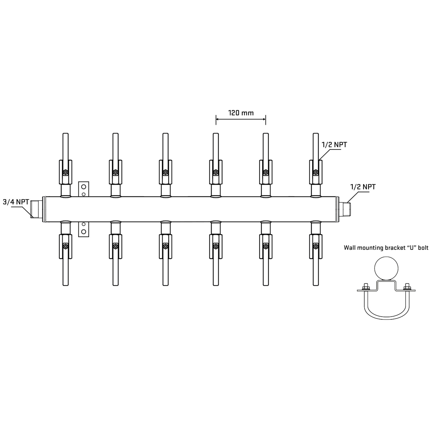 M512B081031 Manifolds Stainless Steel Double Sided